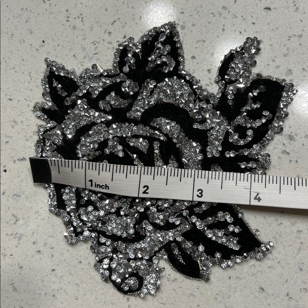 Black and Silver Rose Appliques - Picture 6 of 7